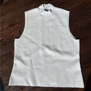 Marled | White Sleeveless Ribbed Top | XL